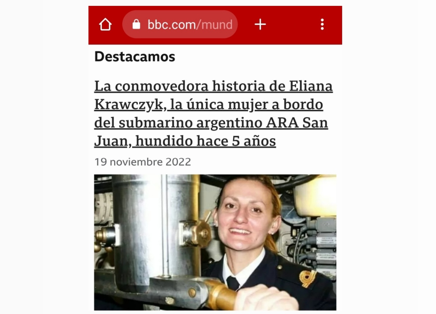 Eliana Krawczyk en la tapa del reconocido diario británico BBC Canal